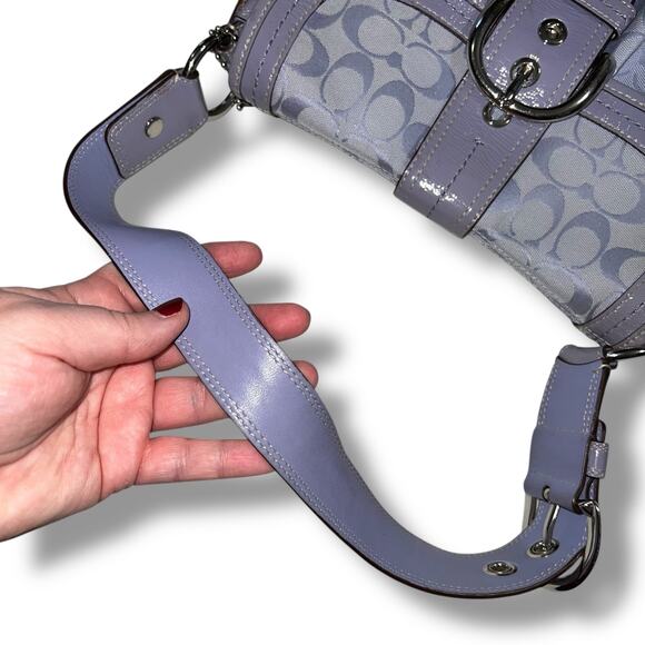 Coach Soho Y2K 1990s Pleated Leather Soufflet Bag Flap Buckle Purple F15203 - Picture 15 of 15